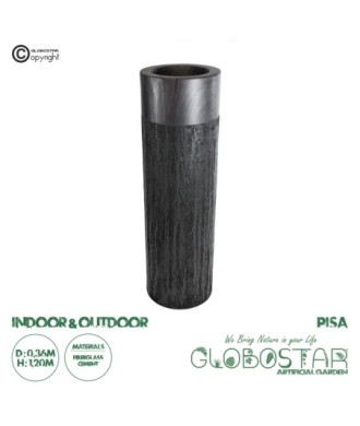 GloboStar® Artificial Garden PISA 20762 Επιδαπέδιο Πολυεστερικό Τσιμεντένιο Κασπώ Γλάστρα - Flower Pot Γκρι Ανθρακί Φ36 x Υ120cm